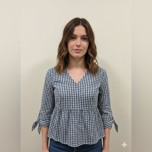 🎁Universal Standard Blue Checkered Blouse